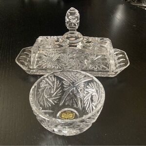 Crystal Butter Dish and Bowl Set - Clear